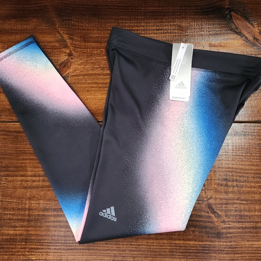 ADIDAS Jogger Pants Girls Size XL 16 Black Rainbow NEW WITH TAGS